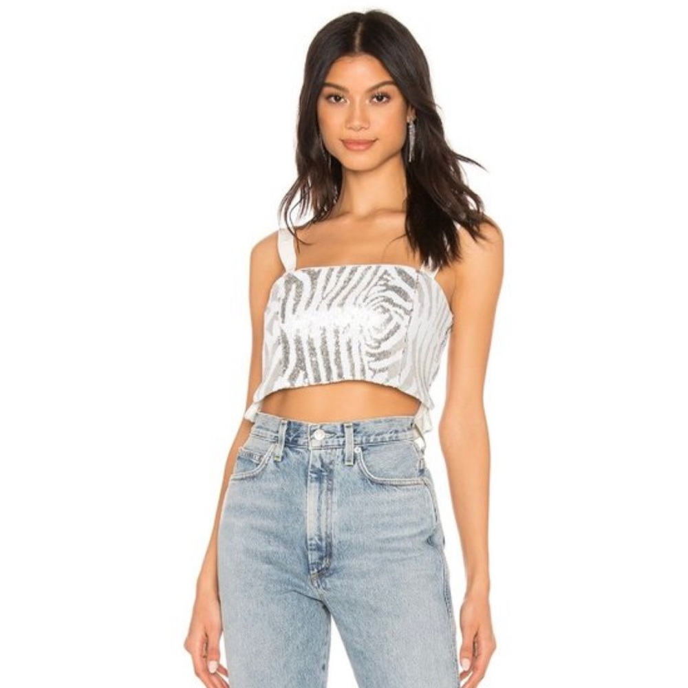 X by NBD Nakia Top in Silver & White